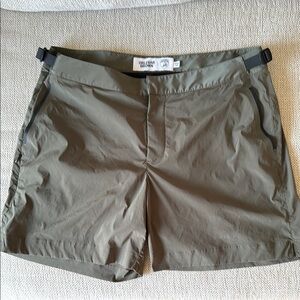 Brand New Size 34 Orlebar Brown Olive Green Swim Shorts Lightweight Flat Front